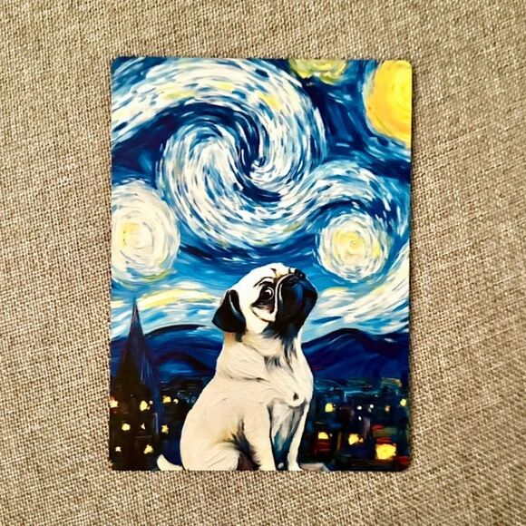 Starry Night Pug Art Magnet - Picture 2 of 3